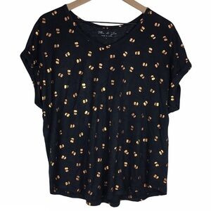 MIC & JAX Top T Shirt Metallic Cherries Boxy Crop Fit Short Sleeves Size Large